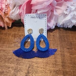 Vibrant Blue Fringe Earrings